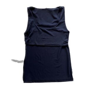 Zara Minimalist Fitted Black Top Sleeveless Shelf Bra Boat Neck Size Medium